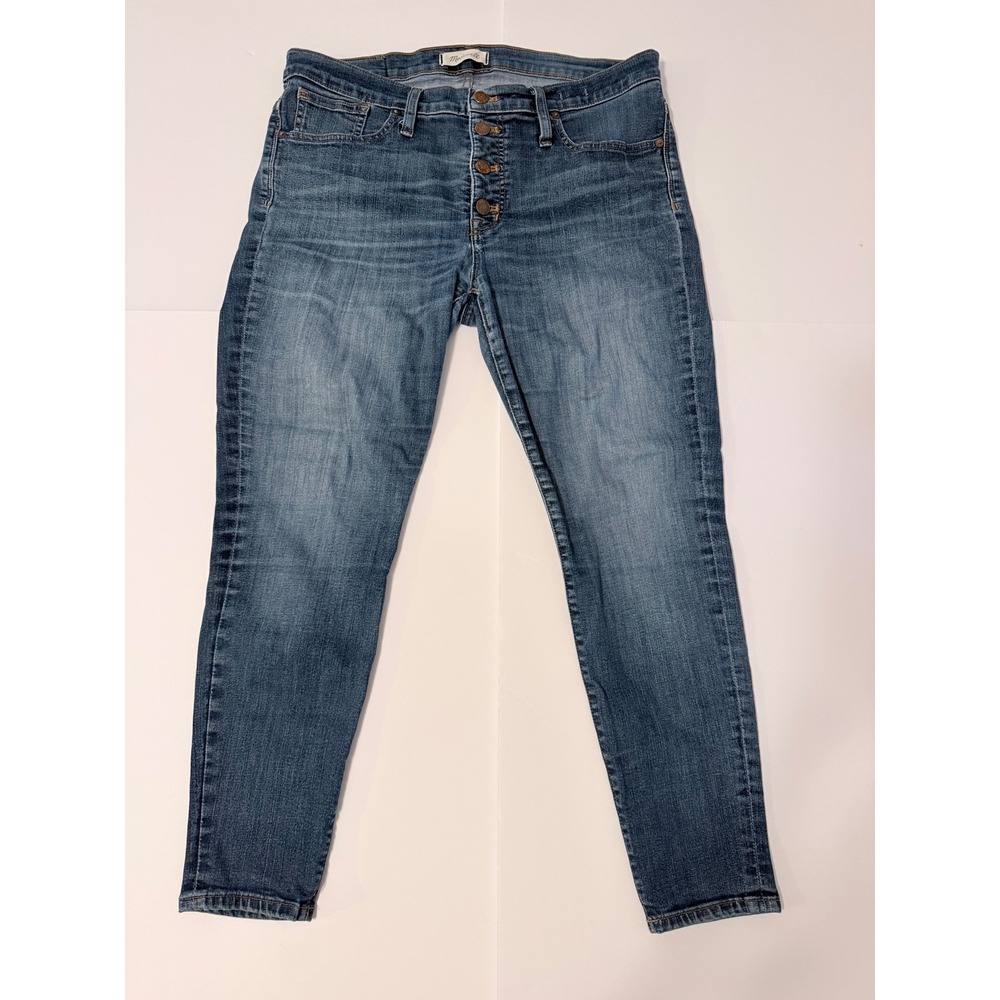 Madewell High Rise Skinny Jeans Button Fly Blue Denim Ankle Crop Womens size 32P